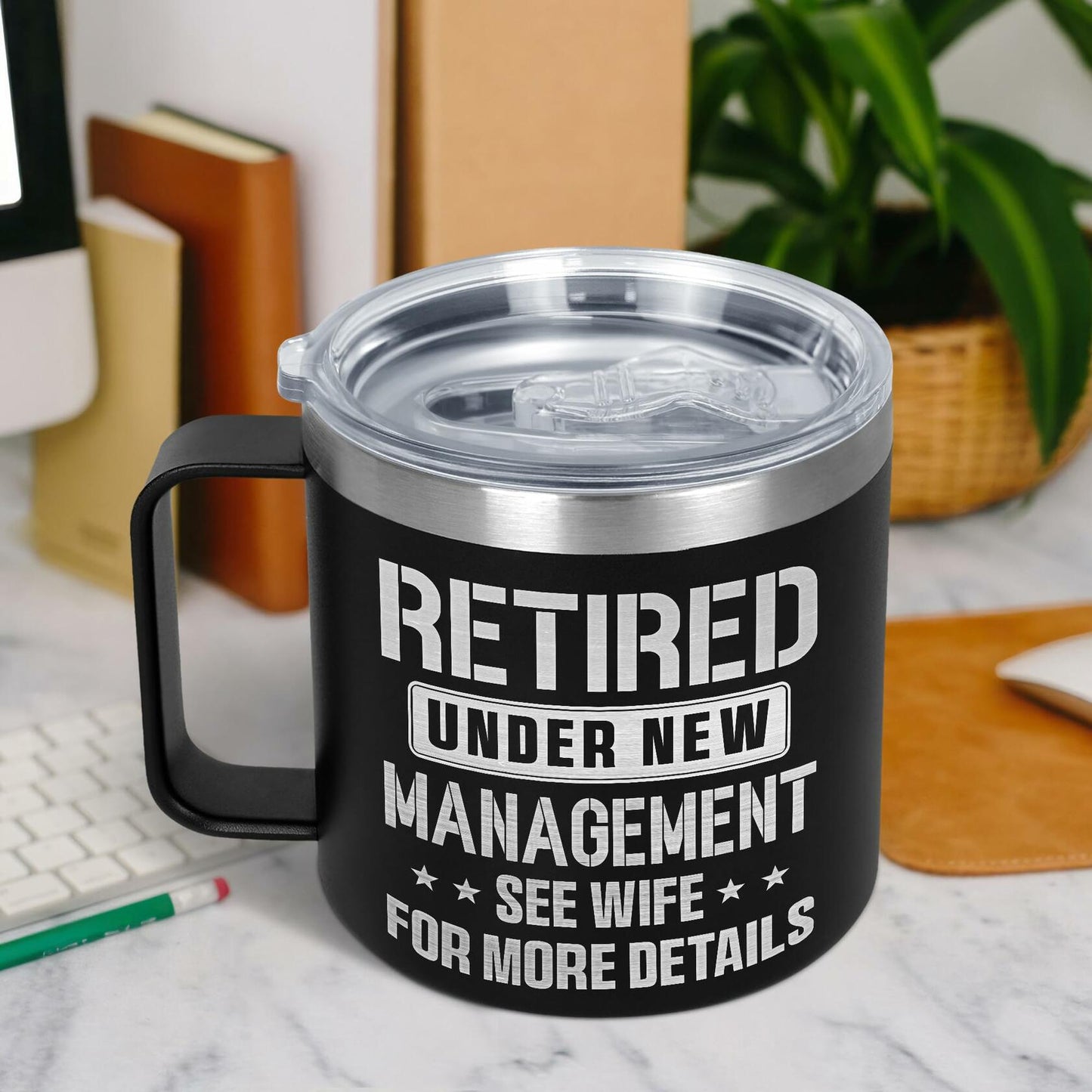 GAUDORA 14oz Stainless Steel Insulated Coffee Mug with Lid - Black Funny