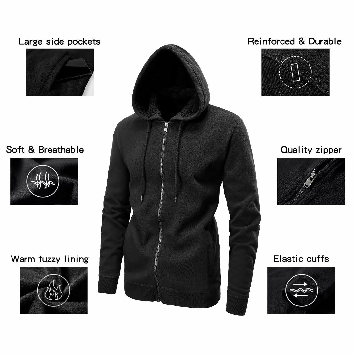 OHSNMAKSL Men's Sherpa Fleece Hoodie Jacket Blue Camo Size XL