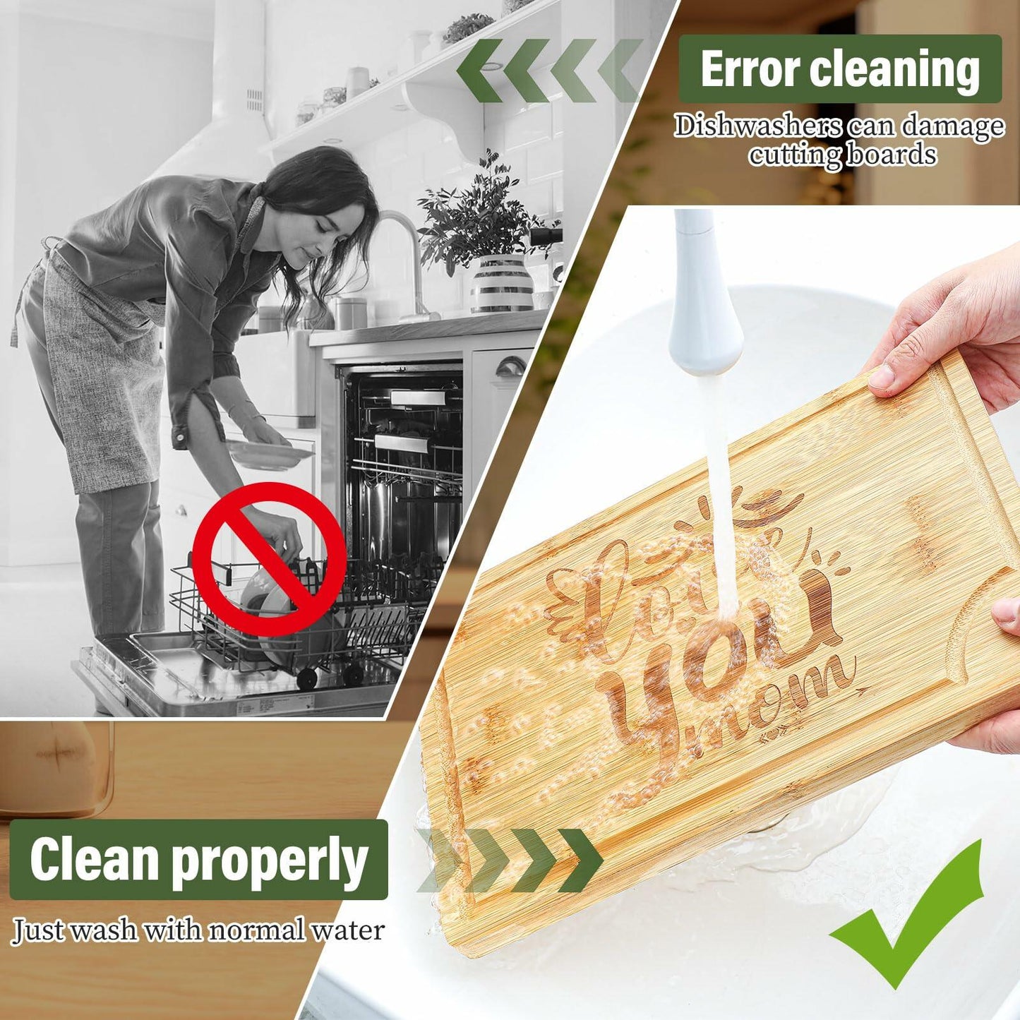 Didaey Bamboo Wood Cutting Board Gift Set for Mom Grandma 3 Pieces