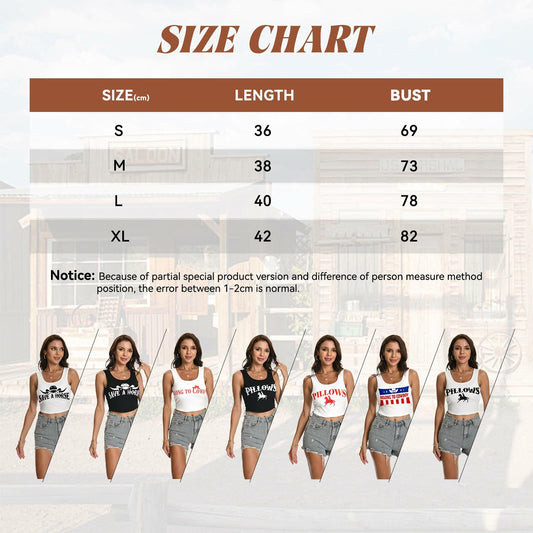 WELLATENT Cowboy Tank Shirt Western Cowgirl Crop Top White Size S