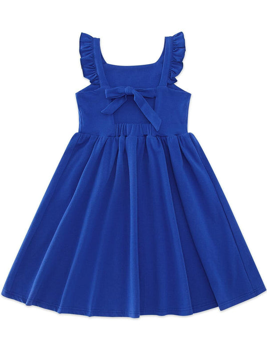 ALLIFly Girls Tie Back Sundress Back to School Blue Size 6