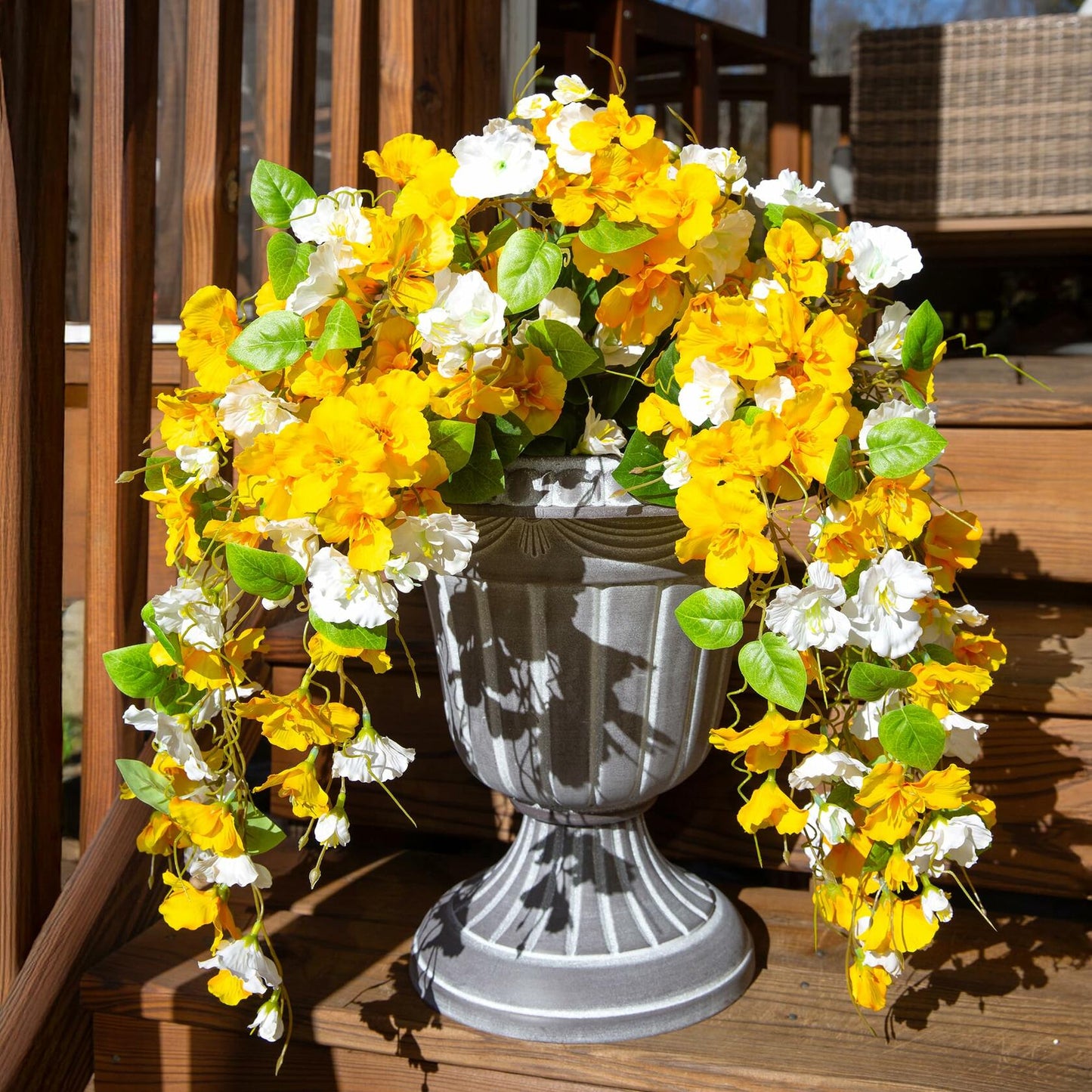 Ivydale Artificial Hibiscus Hanging Flowers Silk 2pcs Yellow White Vines