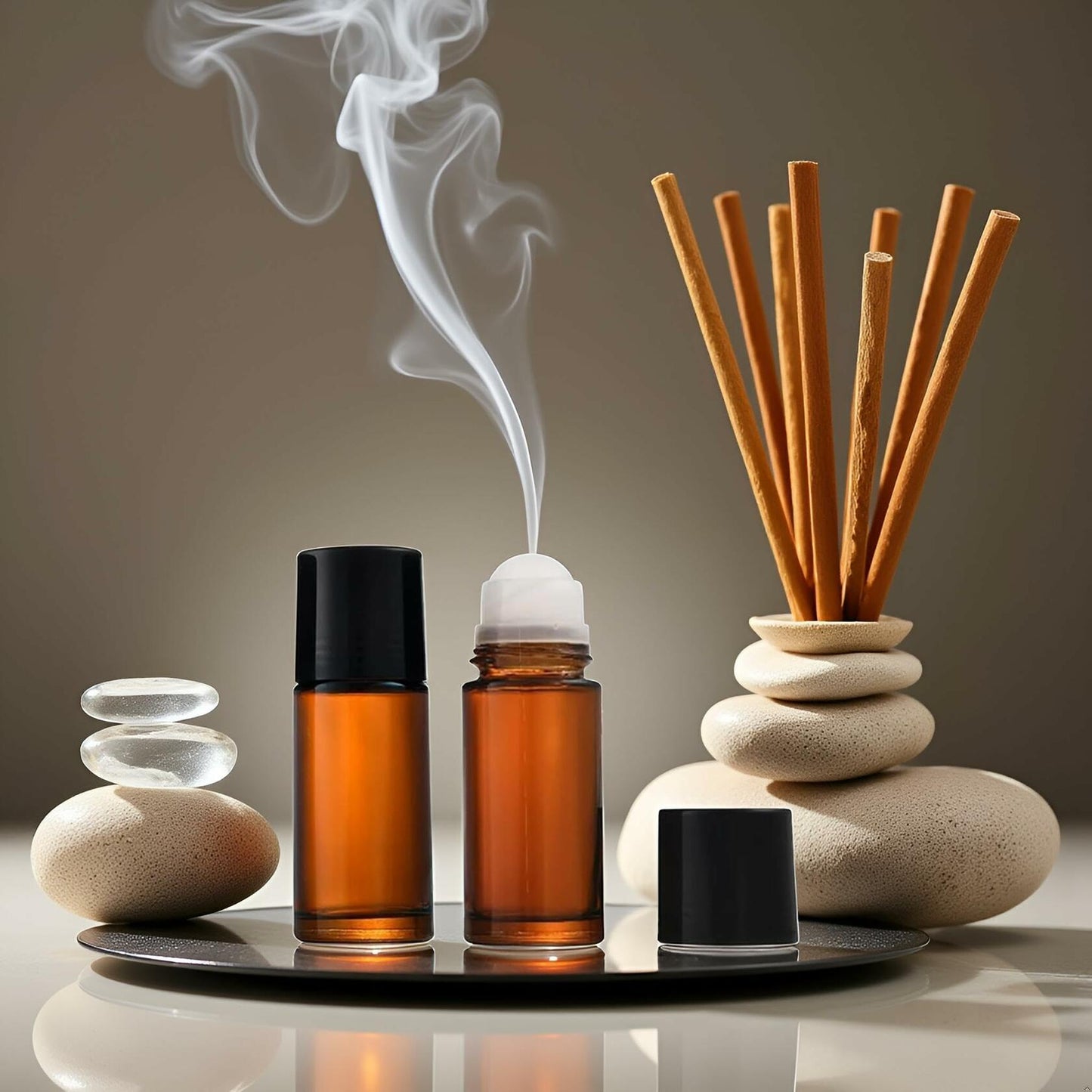 YuanHolumid Brown Glass Essential Oil Roller Bottles 50ml 2Pcs Refillable