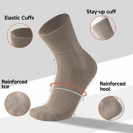 HENNY RUE Men's Cotton Crew & Mid-Crew Socks Casual Mixed Color Size 6-10