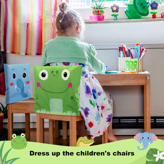 Breling 4 Pcs Animal Chair Covers 15.7x13.8 Inch Elephant Frog Pig Giraffe