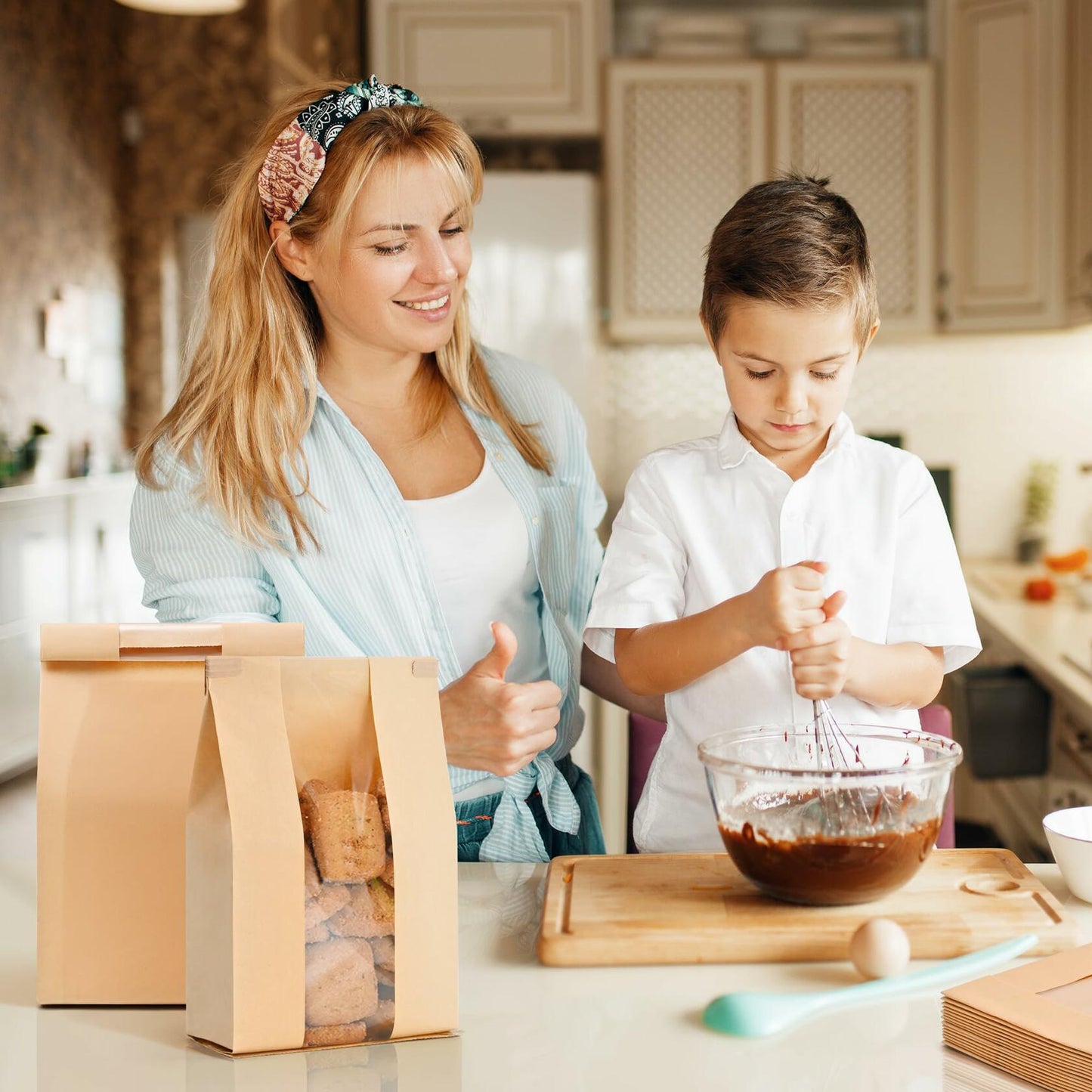 30 Pack Reusable Brown Kraft Bread Bags with Window Tin Tie 9.3x4.7x1.9