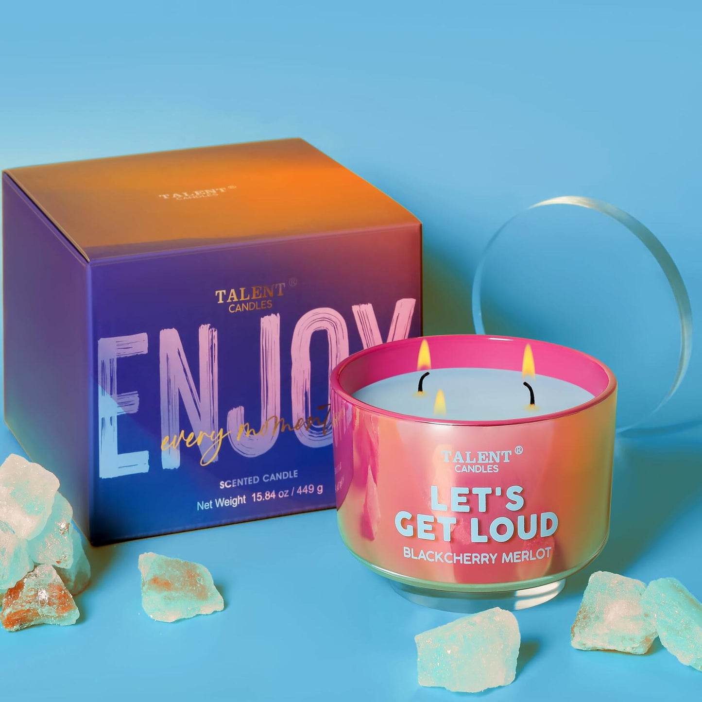 TALENT CANDLES Enjoy Scented Soy Jar Candle 3 Wicks Large Dark Cherry Merlot