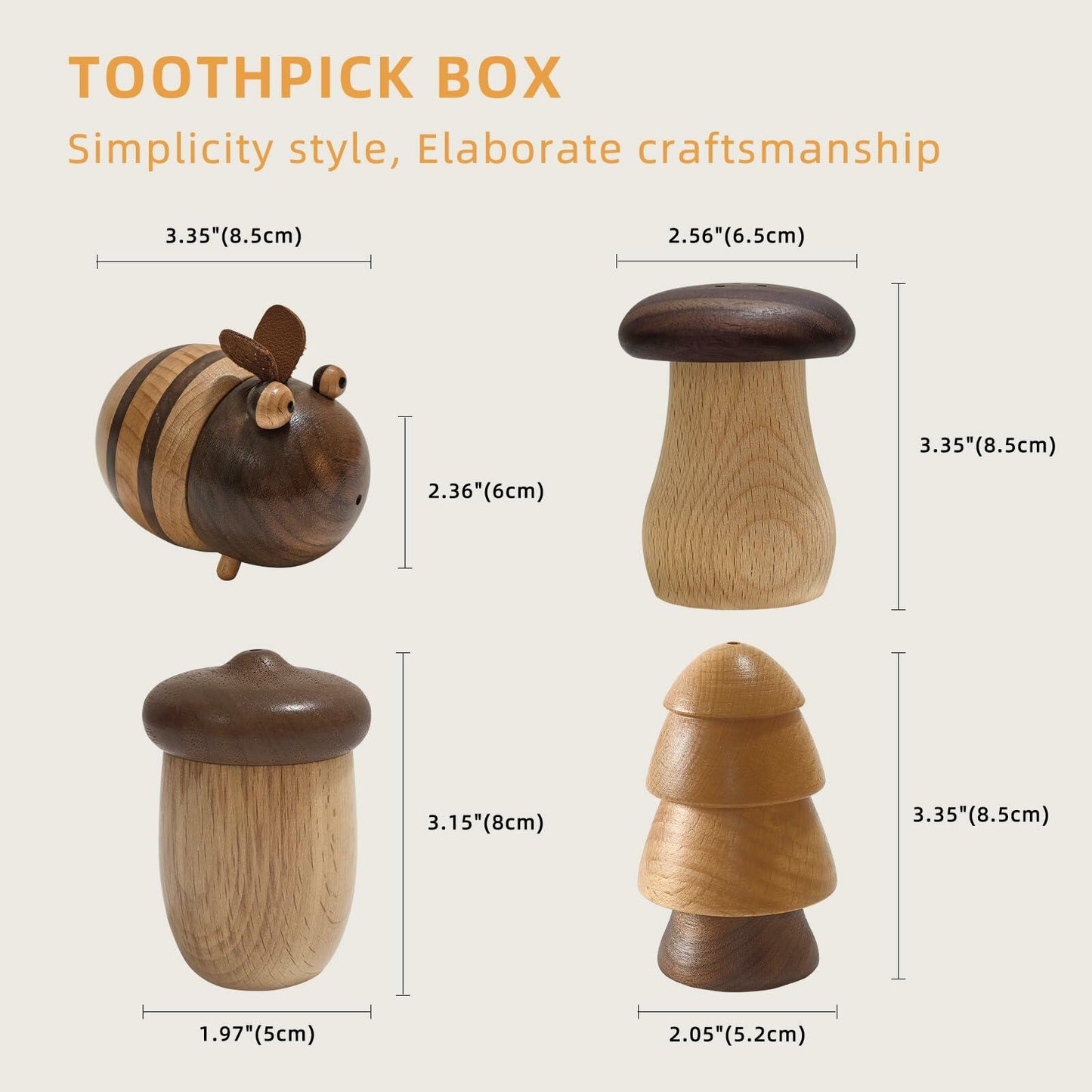 Cute Mushroom Toothpick Holder with 390 Toothpicks Cactus Dispenser Decor