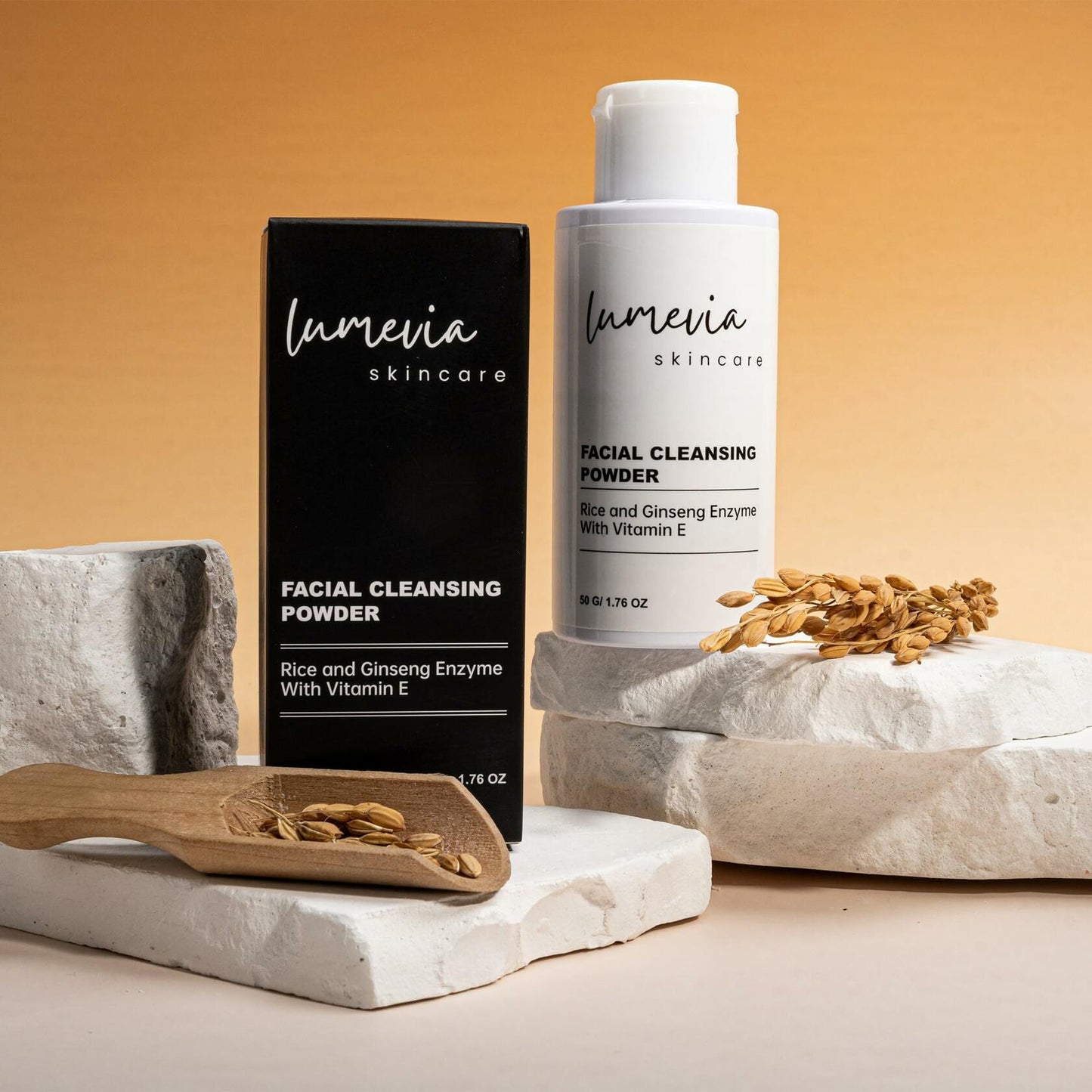 Lumevia Skincare Rice & Ginseng Enzyme Powder Facial Cleanser Vitamin E 50g