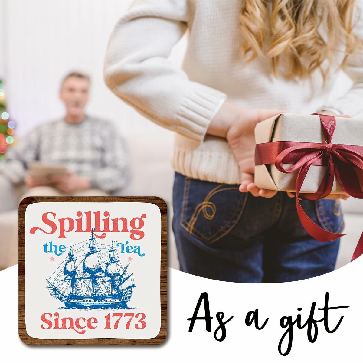 Ketsord 5x5 Blue Gossip Wood Plaque Spill The Tea Metal Support