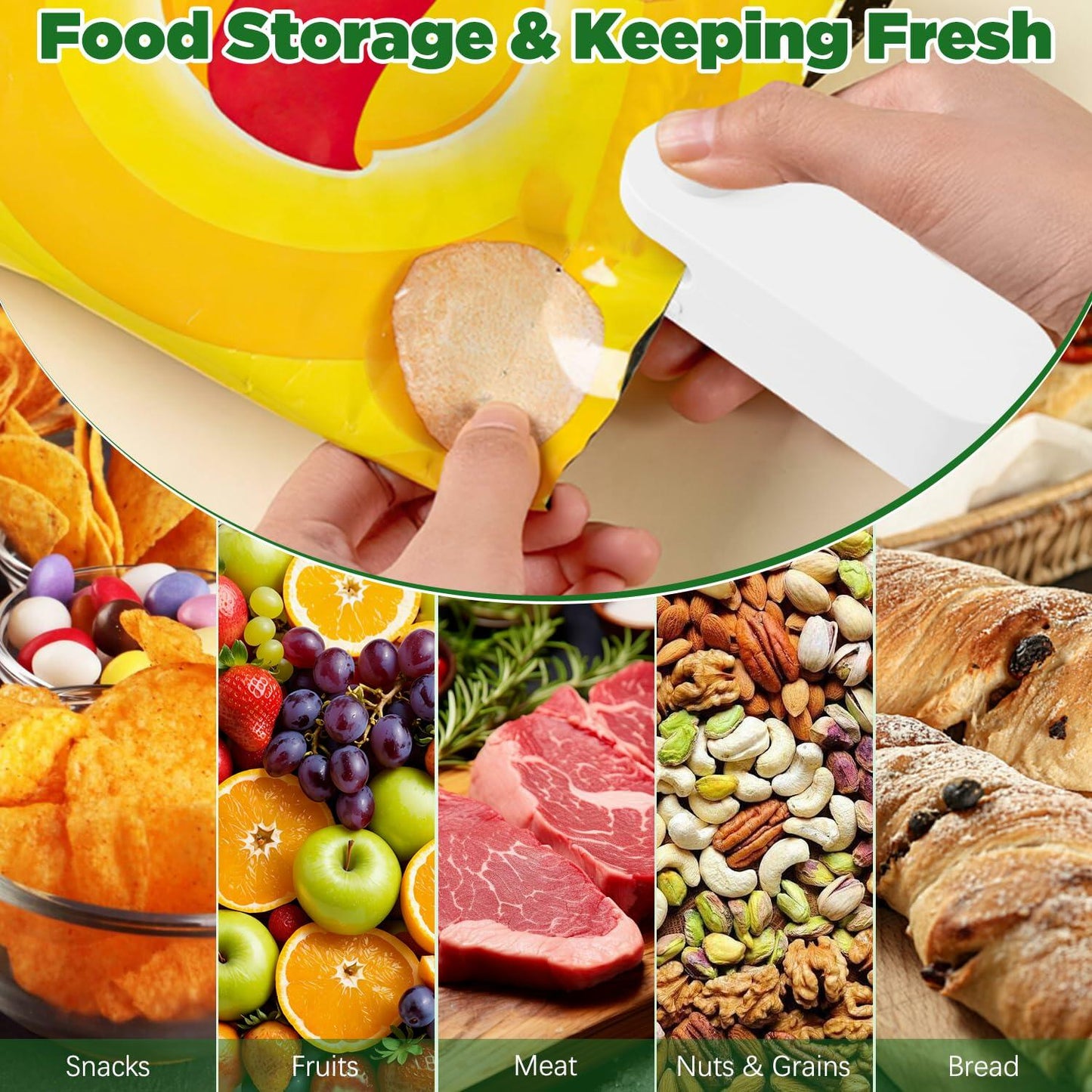 Daioai 2 in 1 USB Rechargeable Bag Cutter Sealer Portable Mini White