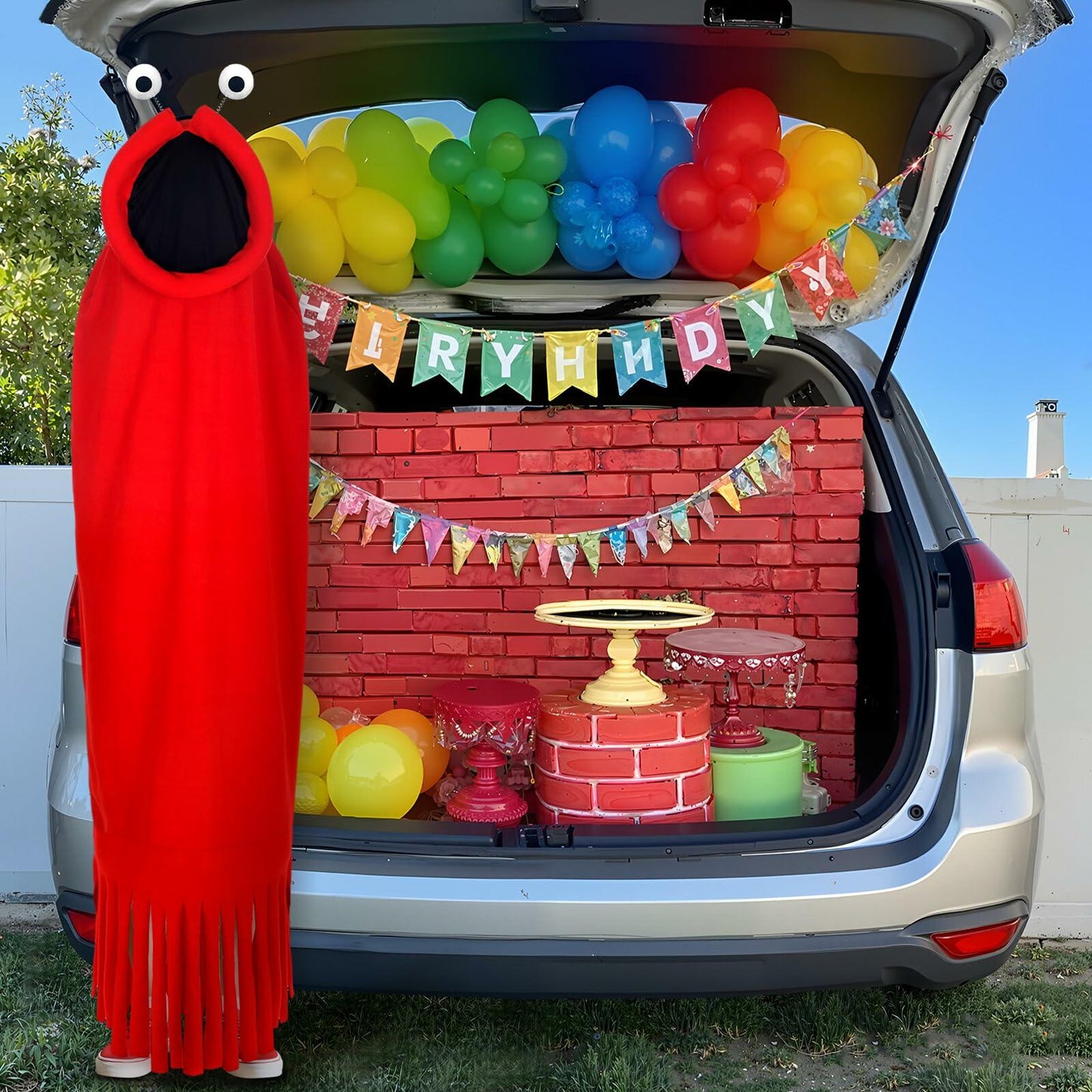 Breathffy Halloween Costume Set Red Cloak & Big-Eyed Headband Unisex