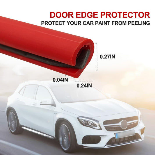 Car Door Protector Edge Guards 16FT Universal Rubber Seal U Shape Trim Red