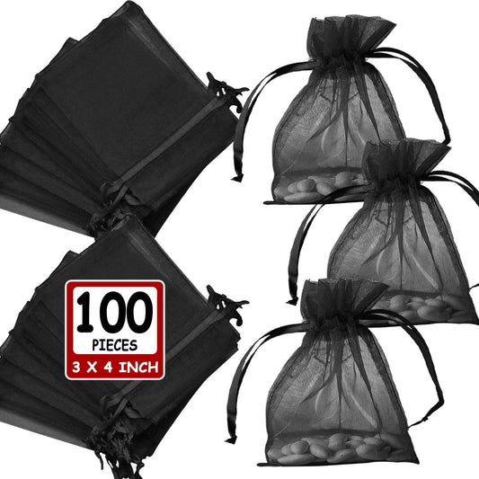 Ableme Deco Purple Organza Drawstring Bags 3x4 Inch 100 Pcs