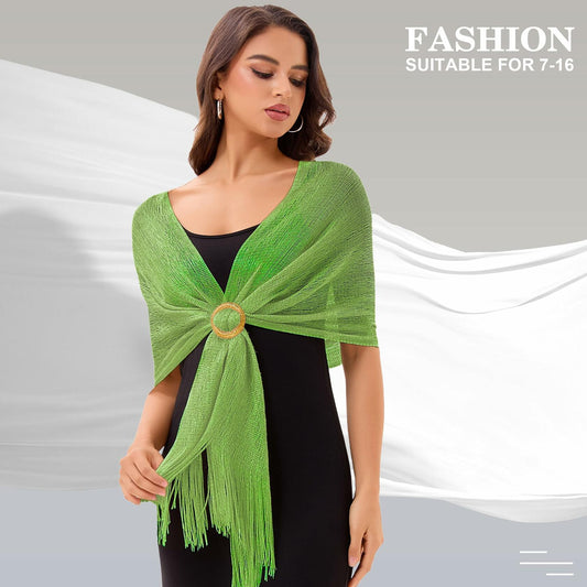 Wexnova Women Shawls Wraps Evening Dresses Black Gold Soft Lightweight Chiffon