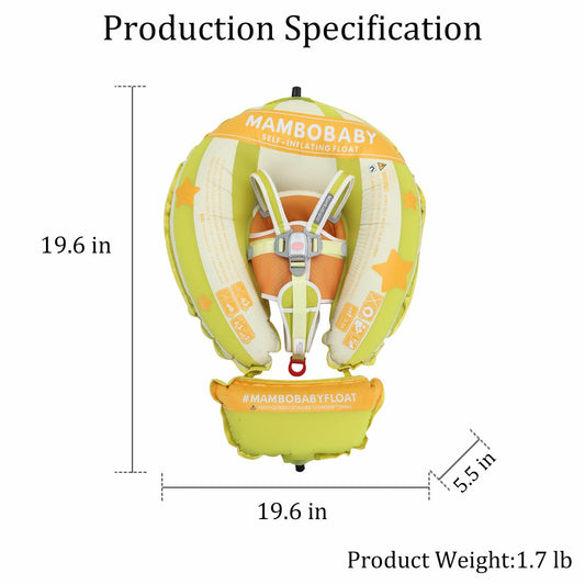 MAMBOBABYFLOAT Baby Pool Float New Gen Safety Backpack Green 3-24 Months