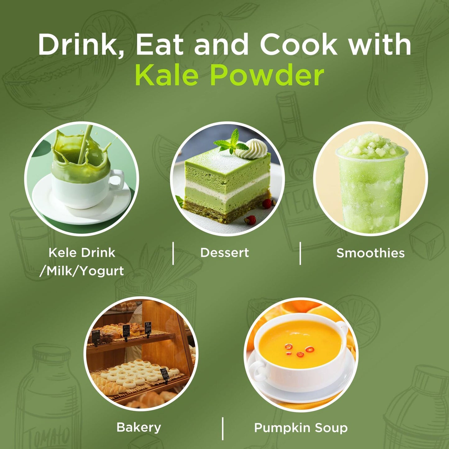 Hudetex Kale Powder 100% Pure Green Juice 12oz Vegan Dietary Fiber