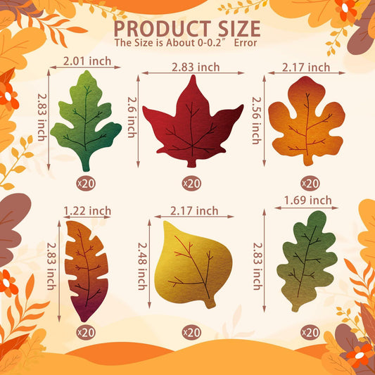HunnmingRe 240 Pcs Felt Fall Leaves Set Multicolor DIY Autumn Decoration