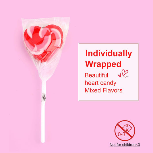 Oweiroi Swirl Multicolor Heart Lollipop Party Bag Fillers 30-Pack Mixed Fruit