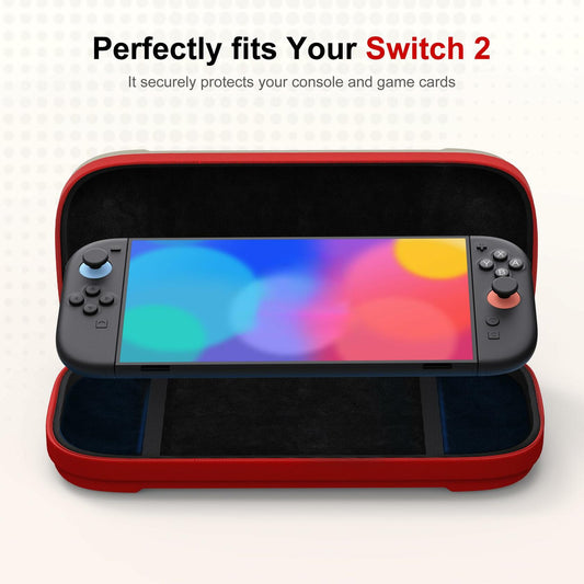 STARTRC GAMES Slim Hard Shell Carrying Case for Nintendo Switch 2 White & Red
