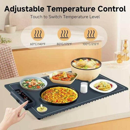 BOLEISE Electric Warming Tray Nano Silicone 3 Temp Settings White Size M