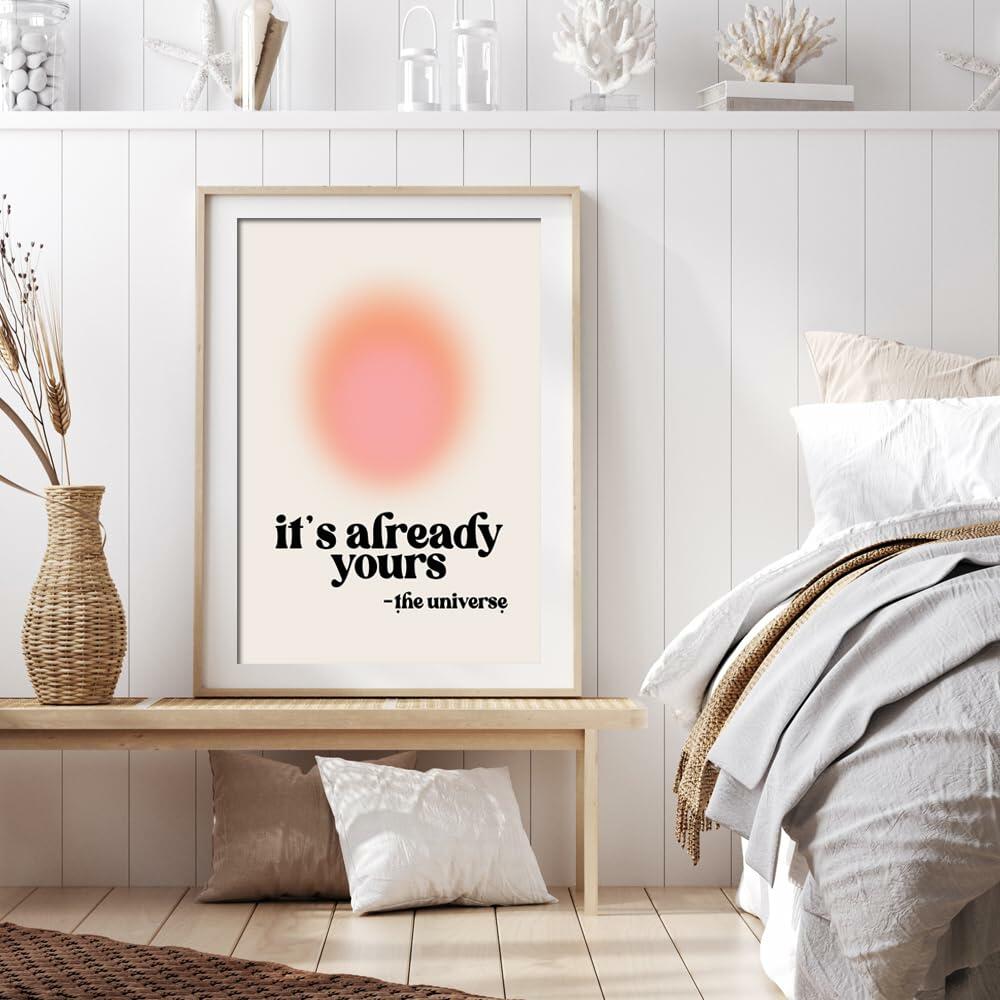 Usoway Motivational Wall Art Pink Aura Canvas 12x16in Unframed