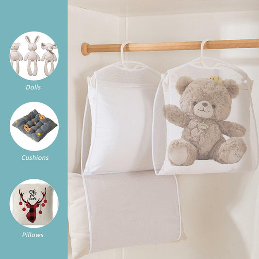 Hanging Pillow Drying Rack Net Large Capacity Foldable Mesh Bags 4pcs Large Size