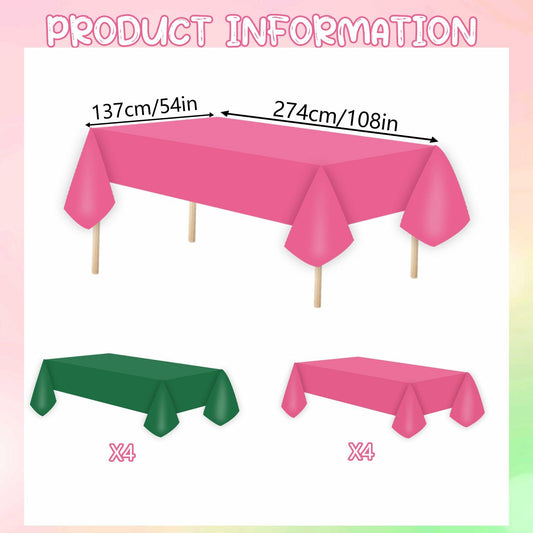 CIEOVO 8 Pcs Pink Green Disposable Witch Tablecloths Rectangle Plastic