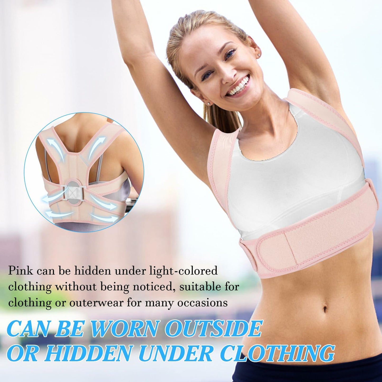 HLOES Adjustable Posture Corrector Upper Back Brace Breathable Support Size XS