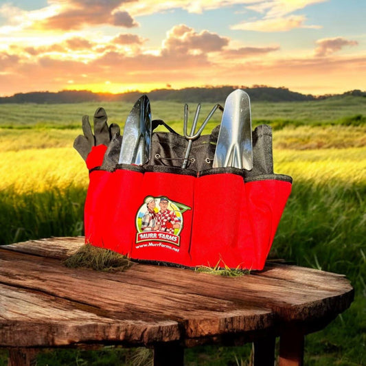 MURR FARMS 7pc Stainless Steel Tool Set Heavy Duty Non-Slip Grip Black Red