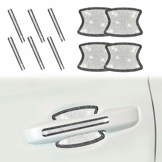 KEVWR 10pcs Bling Rhinestone Car Door Handle Stickers Protective Film Colorful