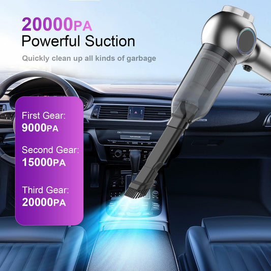 Mozeyerh Handheld Vacuum Cleaner Portable Cordless 20000Pa 4-in-1 Silver