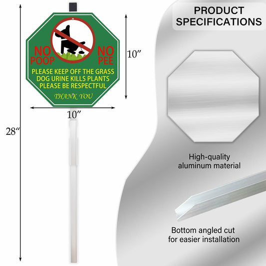 AOOCY All Remind Metal Dog Poop Sign with Stake 10x28in Yard Decor