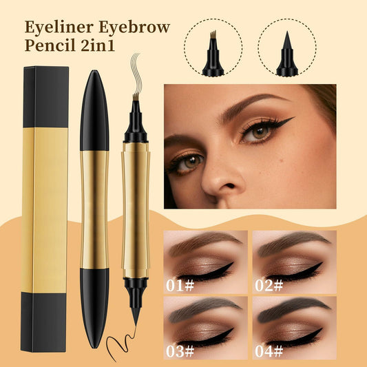 YIWANLLE 2in1 Magic Eyebrow Pencil 3D Microblading Fork Tip Light Brown 1 Count