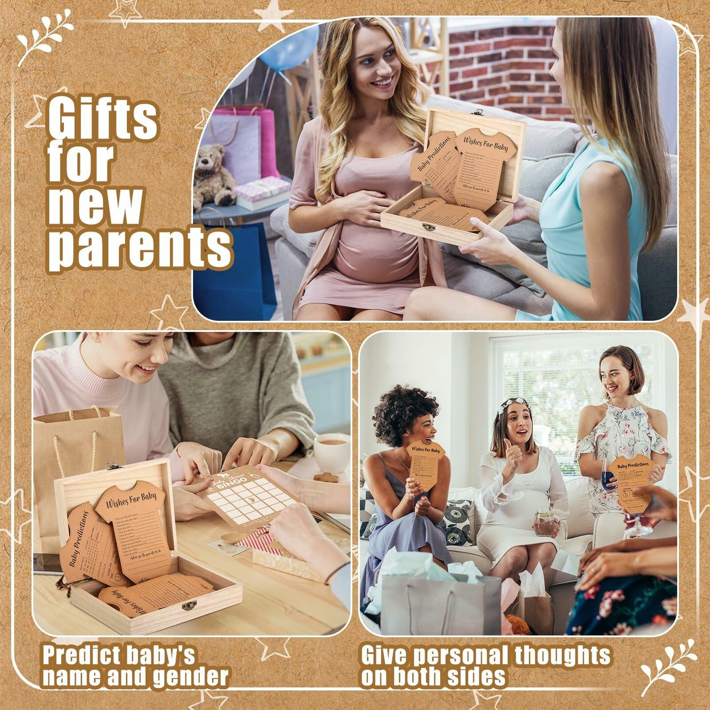 Estune 352 Pcs Baby Shower Advice Cards Blue Bear Decorations Game