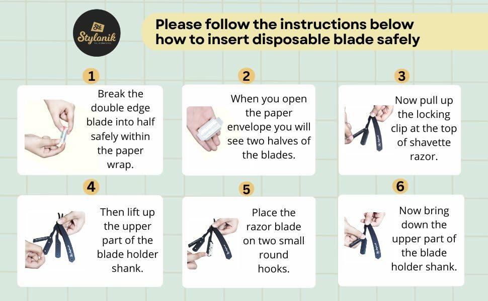 Stylonik Barber Razor Straight Edge 10 Stainless Steel Blades Silver Matt
