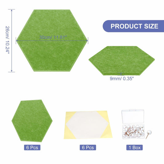 PATIKIL Felt Bulletin Board 12x10in 6 Pack Hexagon Tiles Light Camel