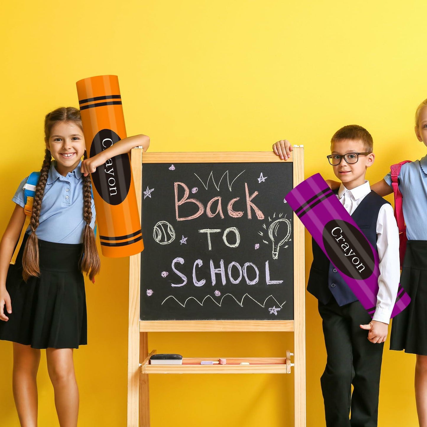 WinnerWhy Jumbo 17in Neon Cardboard Crayons 6 Pcs Rainbow Colors