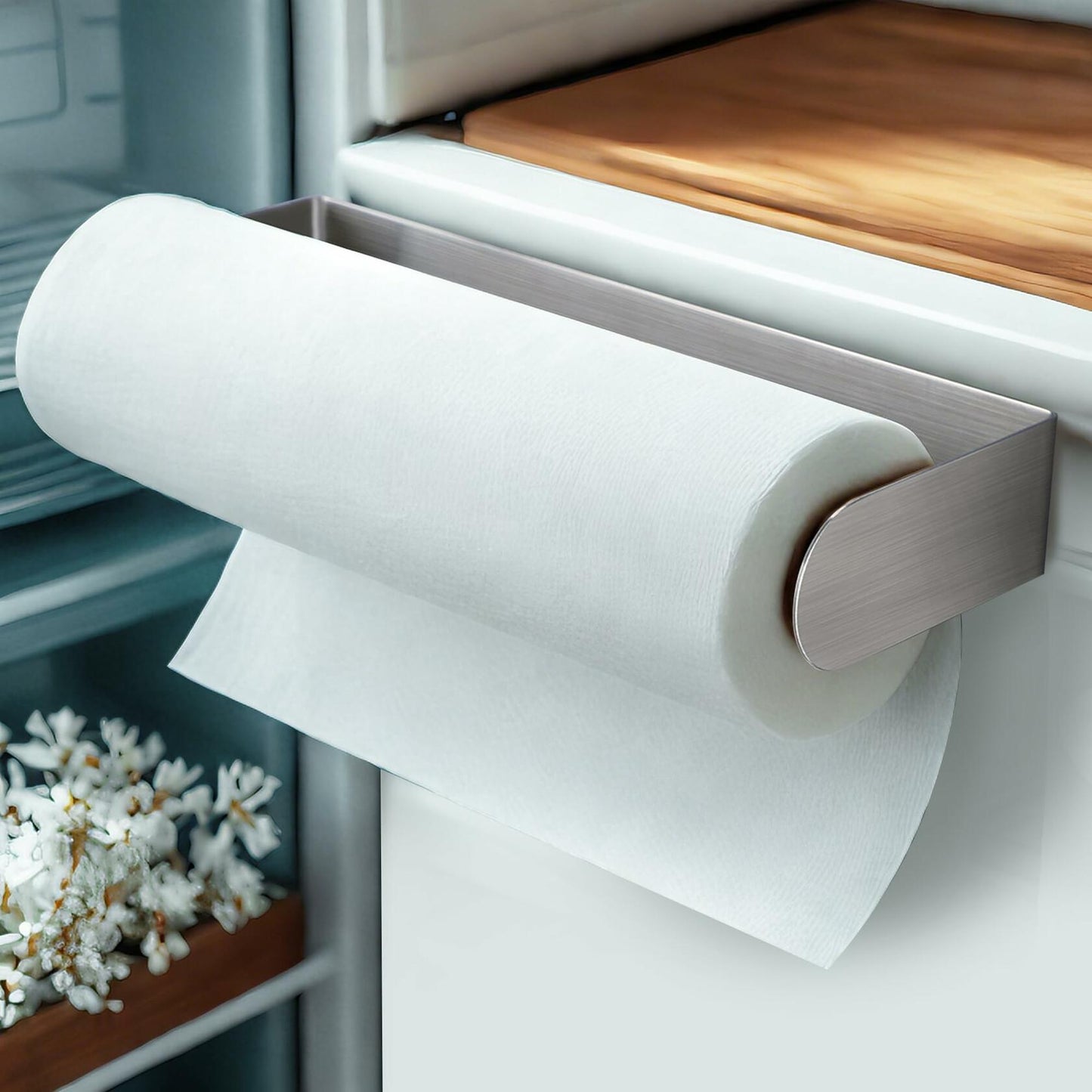 YIGII Magnetic Paper Towel Holder Stainless Steel Silver Under Cabinet