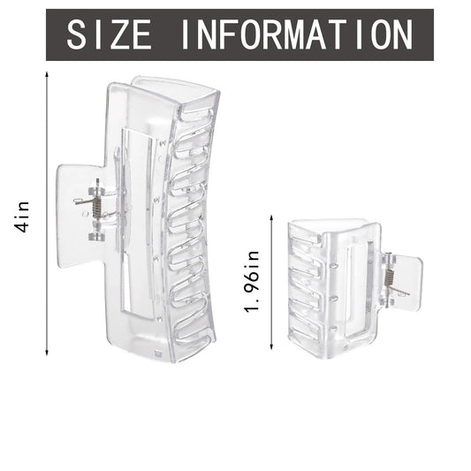 Alemaky 12 Pack Black Square & Rectangle Hair Claw Clips Large & Small