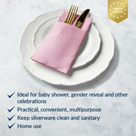 PAW Decor Collection Baby Pink Linen-Feel Paper Napkins 16x16in 50pcs