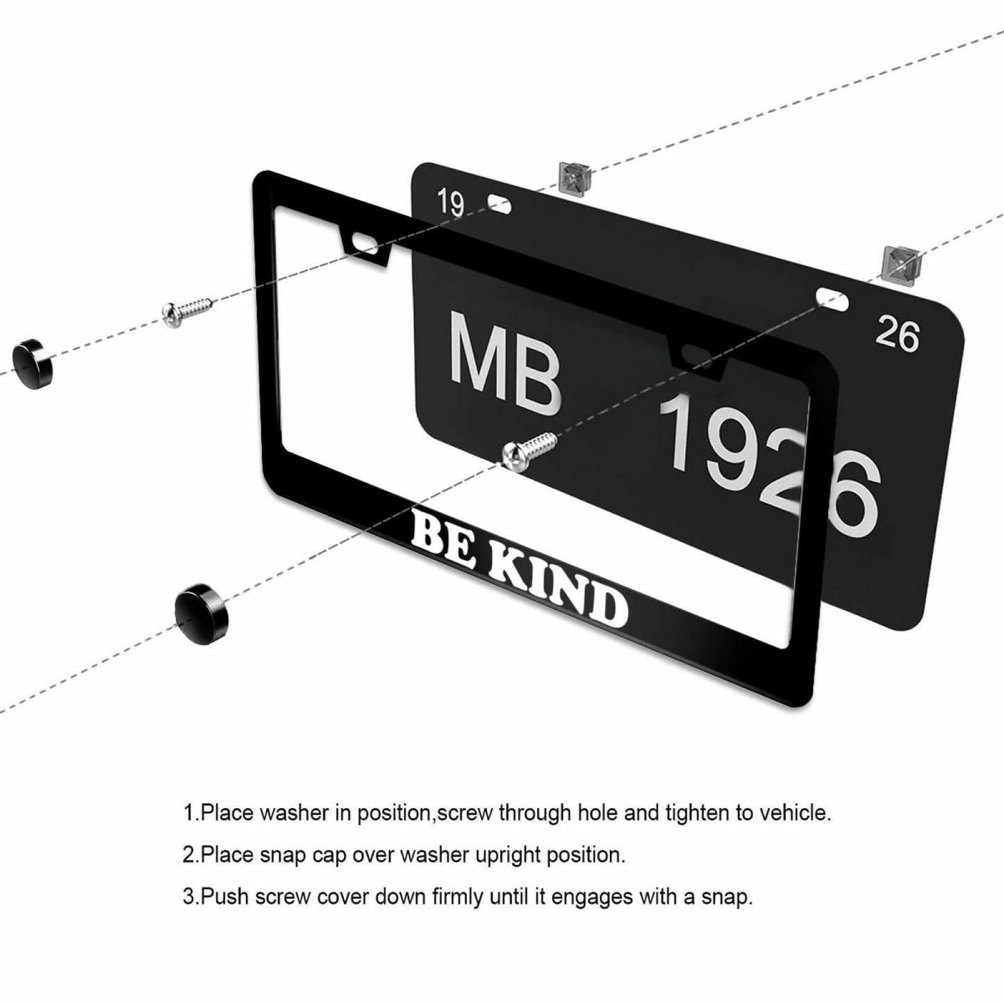 Mountains License Plate Frame Black White Aluminum Universal 12x6 Inch