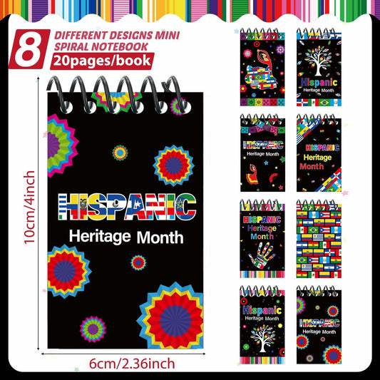 Containlol 48PCS Hispanic Heritage Month Mini Notepads Party Favors 8 Patterns