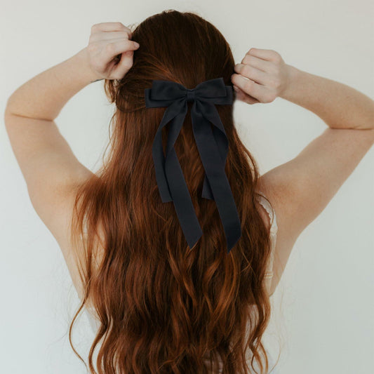 MIKONIKO Bow Hair Clips 2PCS Set Black Brown Ribbon Alligator Clip