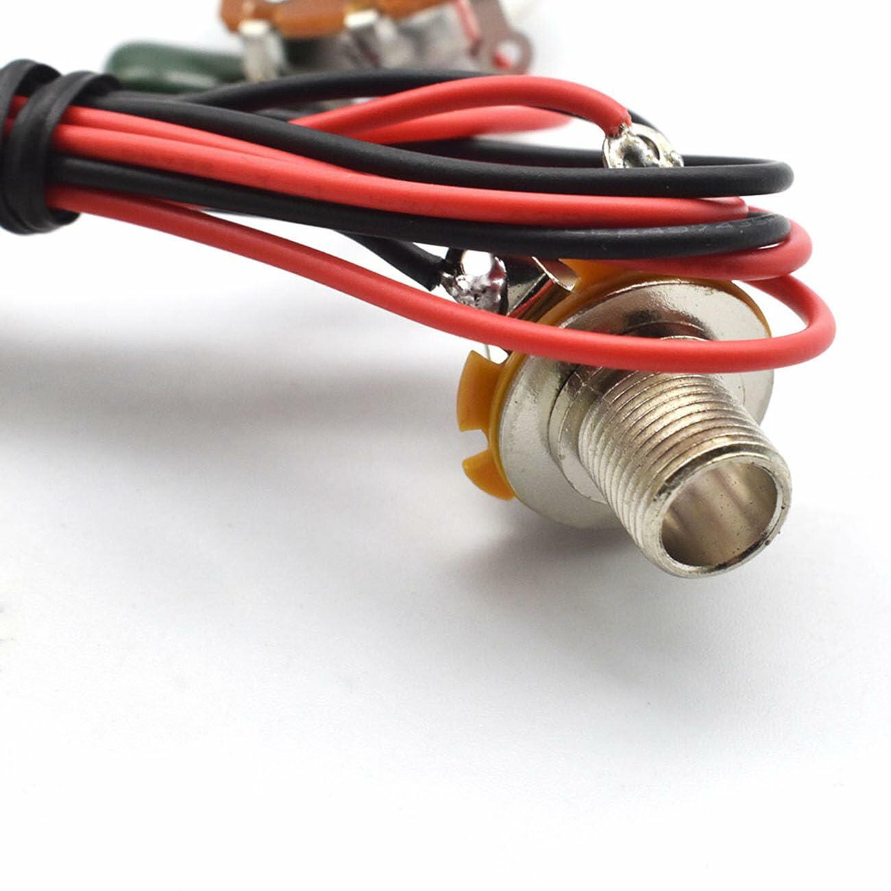 SoulDiM Guitar Wiring Harness Kit 500K Pots 5-Way Switch Black Knobs