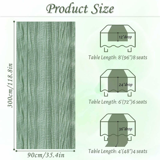 Fall Table Runner Cheesecloth 10FT Boho Rustic Gauze Sage Green 1 Pack