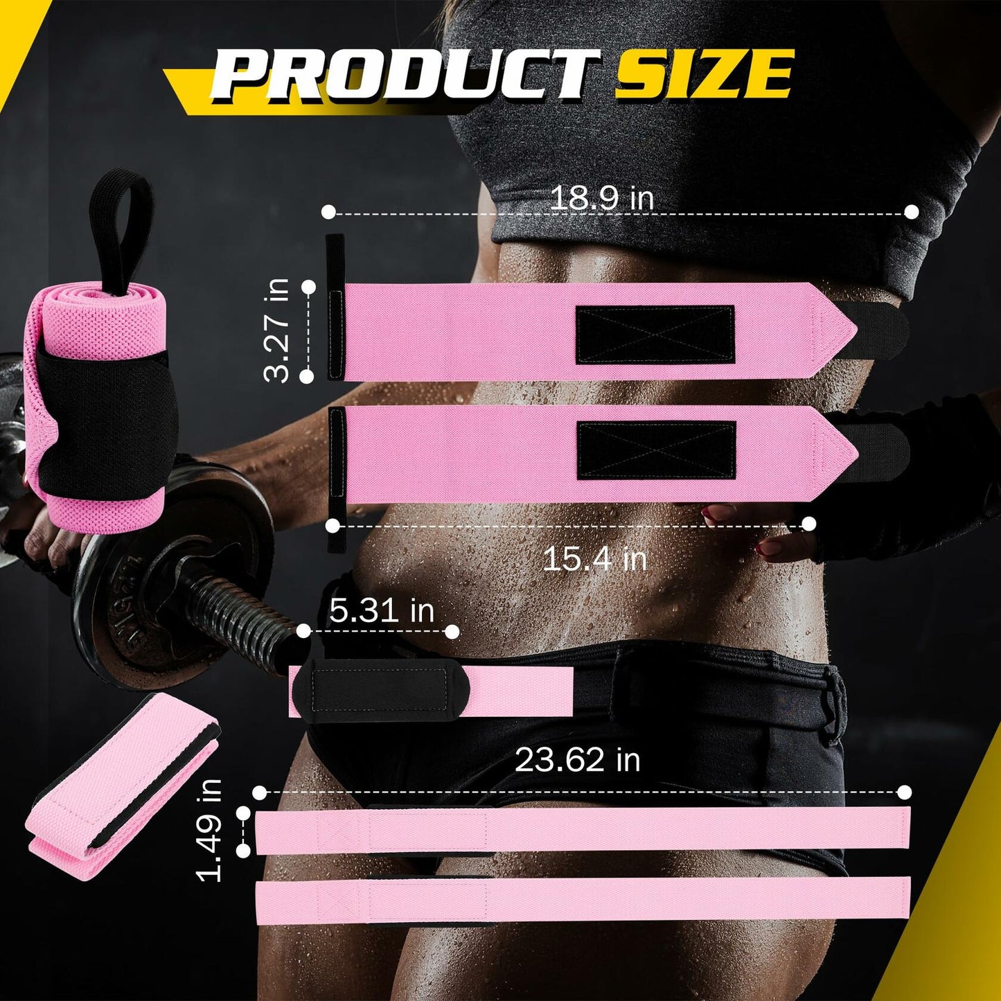 Turakun Lifting Straps Wrist Wraps Heavy Duty Neoprene Cotton Black