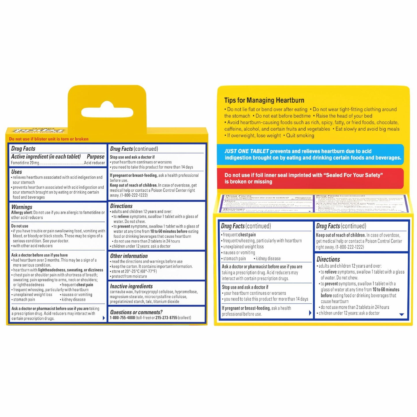 Pepcid AC 20mg Famotidine Heartburn Relief Tablets 8 Count Travel Pack