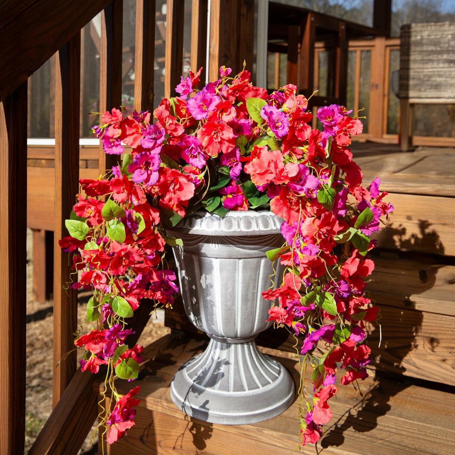 Ivydale Artificial Hibiscus Hanging Flowers UV Resistant Outdoor 2pcs Fuchsia