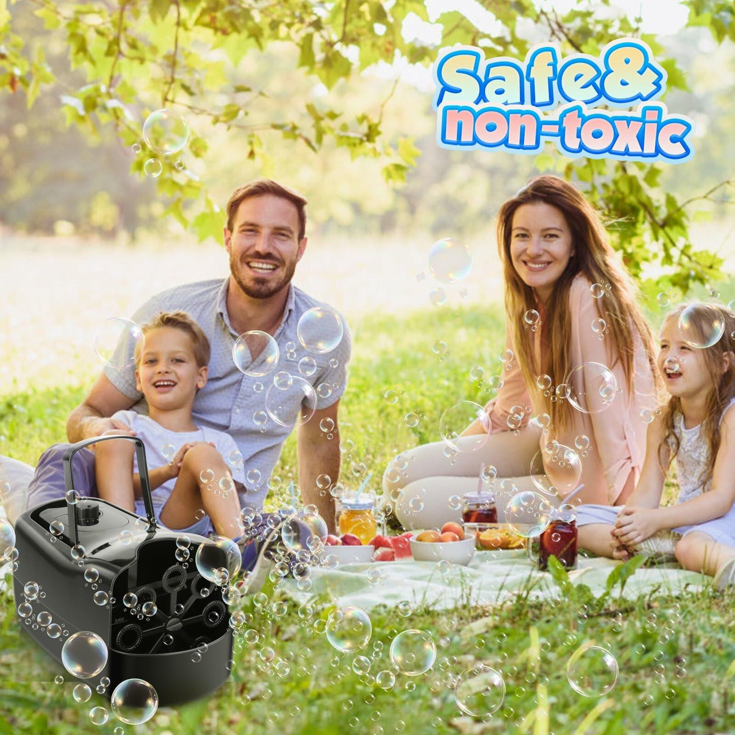 Beria Automatic Bubble Machine Kids Outdoor Toy 3 Bubble Sizes 2 Speeds